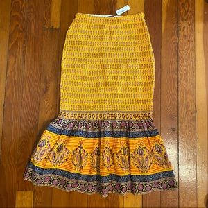 Yellow Floral Shirred J.Crew Maxi Skirt, Size 6